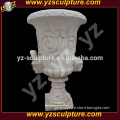 carved white stone garden vase with flower carved statue for sale